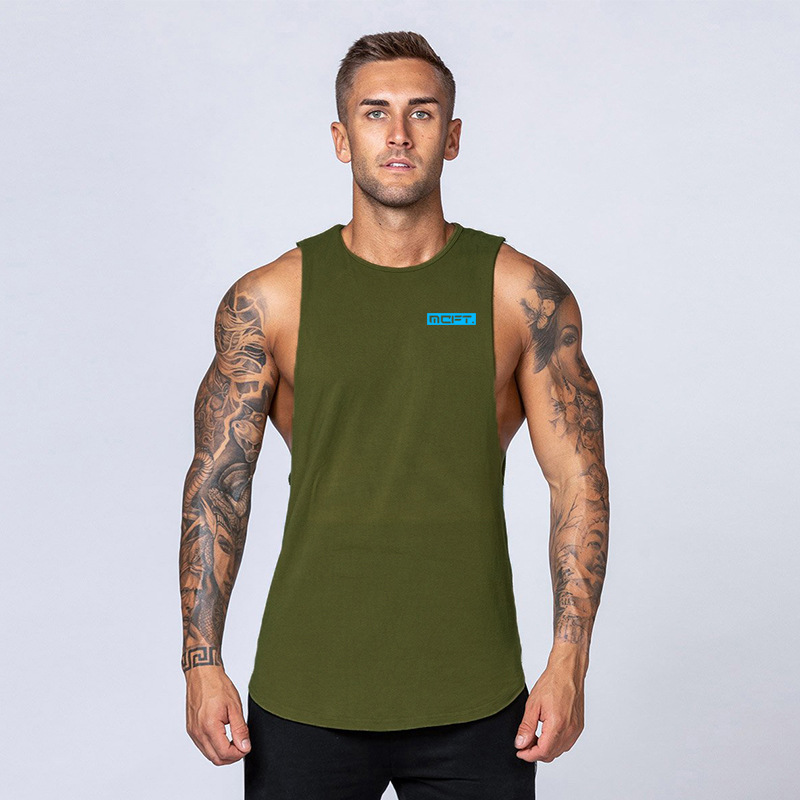 Herren-Fitness-Baumwollweste, atmungsaktives Unterhemd für den Sommersport, schmal geschnittenes, ärmelloses Camisole-Trainingsoberteil_voghion.com