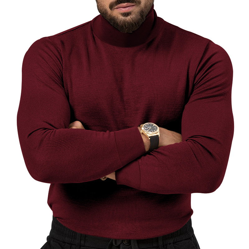 Hochelastischer Rollkragenpullover aus gestricktem Kaschmir für Herren mit dicker, warmer Unterwolle_voghion.com