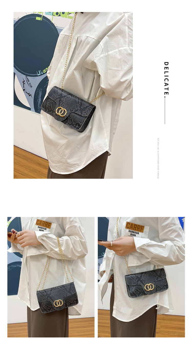 Borsa quadrata piccola con motivo serpente 2024 Nuova mini borsa per telefono europea e americana con tracolla a catena Borsa a tracolla_voghion.com