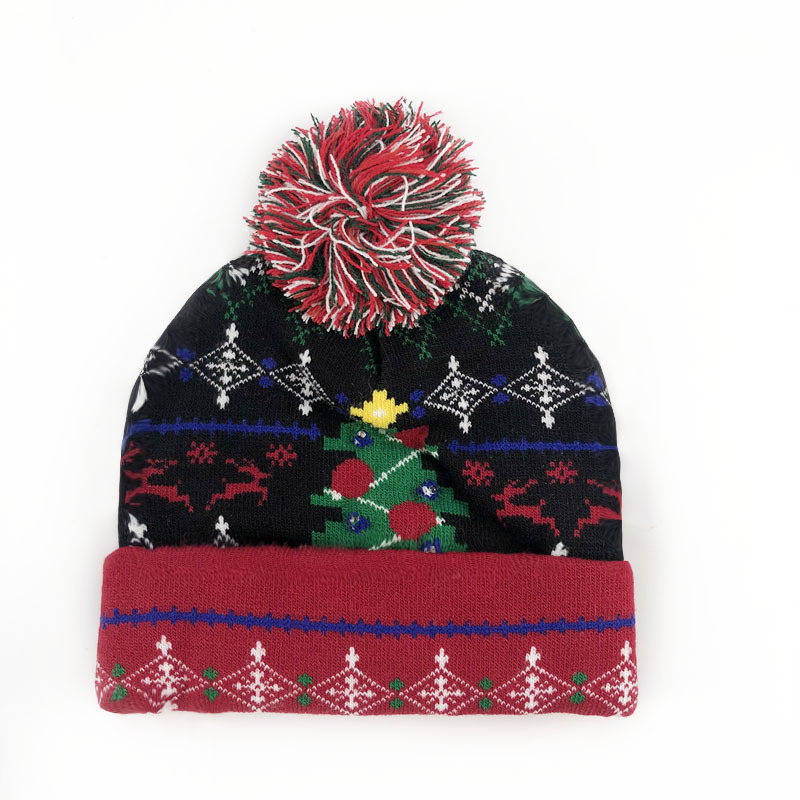 Hat  new style removable battery colorful luminous knitted hat Santa Claus LED light Christmas hat_voghion.com