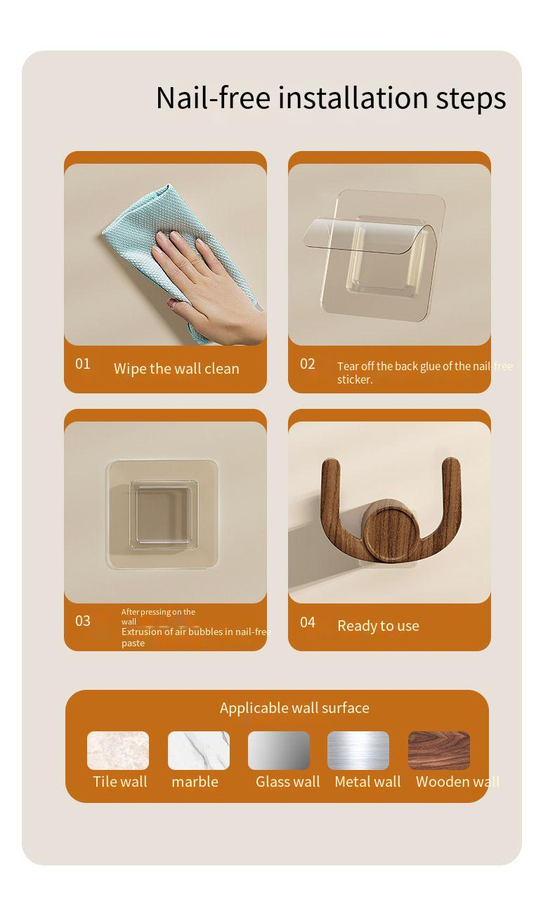 Peach Wood Grain Slipper No-Drill Bathroom Multifunctional Storage Shoe Wall Hanging Rack_voghion.com