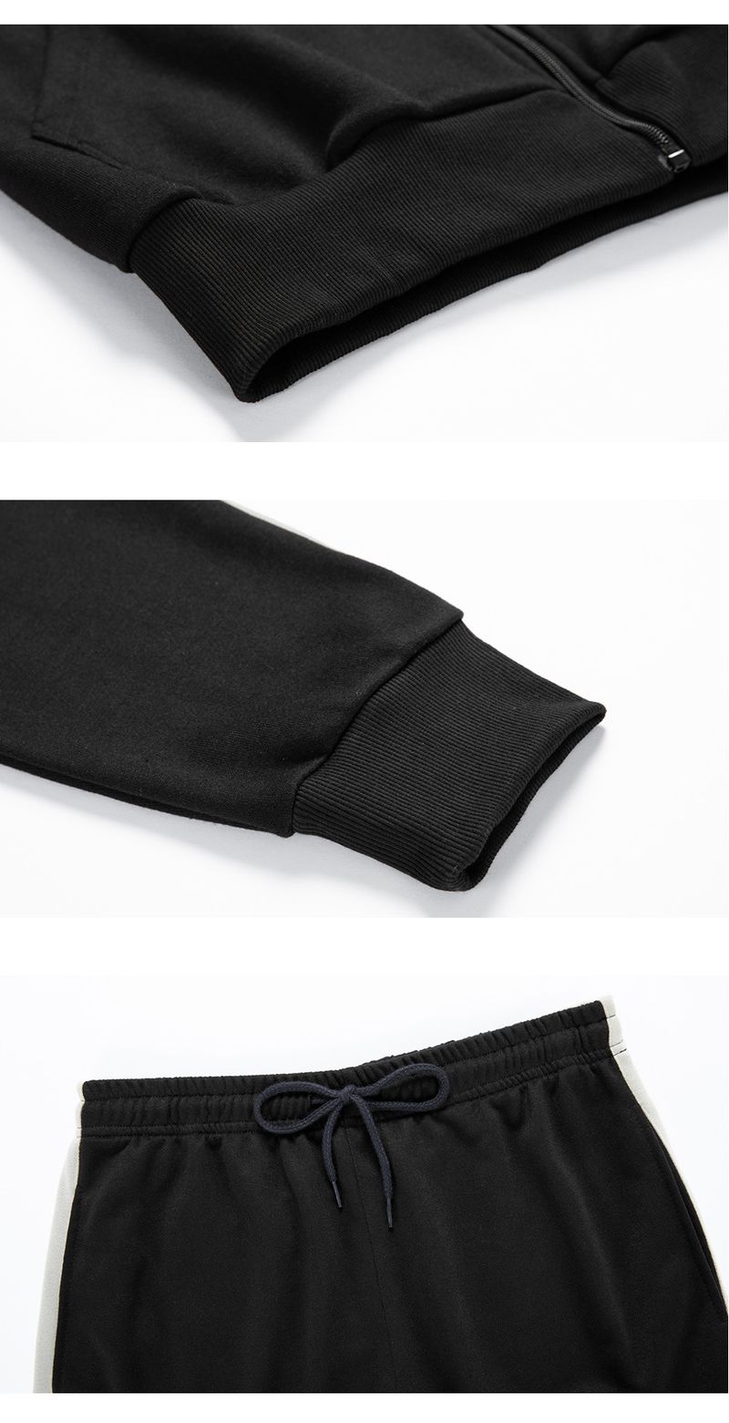 Men's clothing color matching sports suit color contrast casual two-piece set_voghion.com