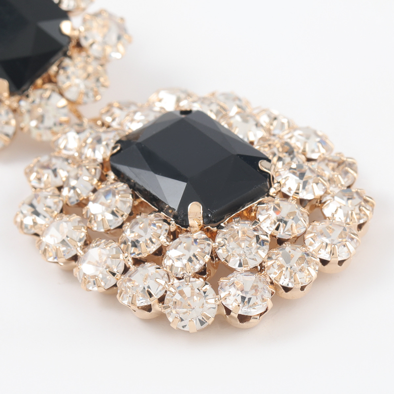 Boucles d'oreilles géométriques en alliage de diamant et strass en verre pour femmes, boucles d'oreilles exagérées européennes et américaines_voghion.com