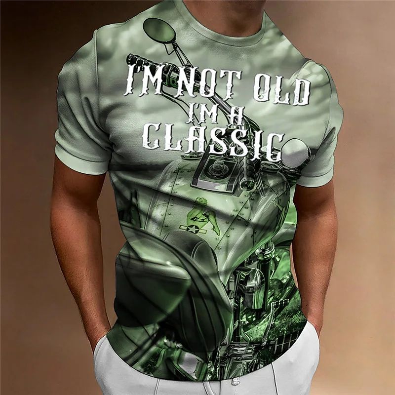 Vintage Motorrad T-Shirt Herren 3D-gedruckte Biker-T-Shirts Klassisches Muster Kurzarm-Buchstaben-Oberteile Herrenbekleidung Casual Streetwear_voghion.com