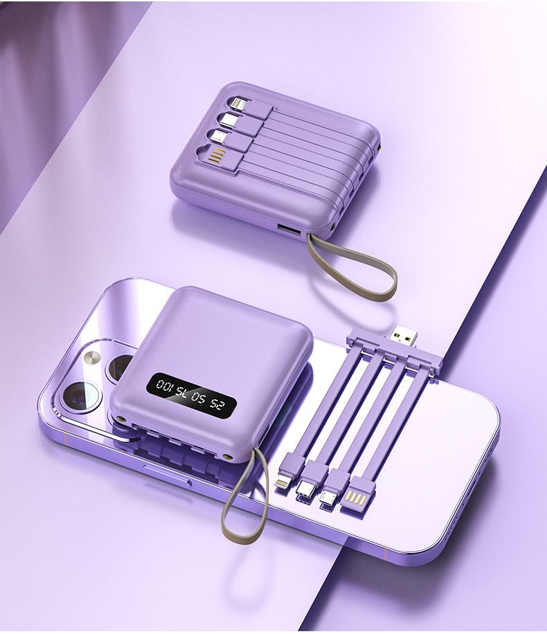 Lanyard Shared Mini Mobile 20000mAh Fast Charging With Built-in Cable Large Capacity Power Bank 10k MAh_voghion.com