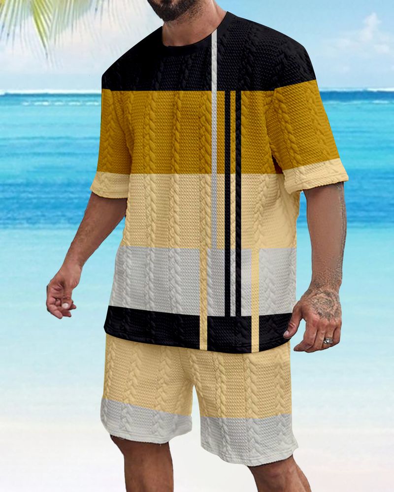 Tecnologia di abbigliamento maschile, stampa 3D, maglietta estiva a maniche corte con scollo rotondo da uomo, pantaloncini casual larghi_voghion.com