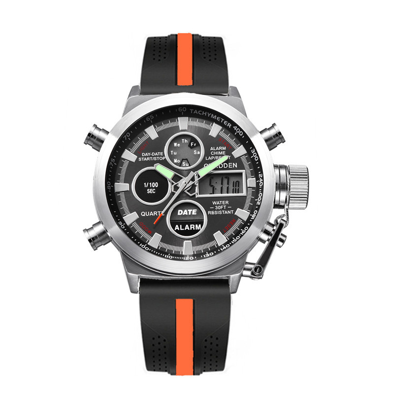 Reloj deportivo multifunción con doble horario y correa de goma para hombre de XINEW_voghion.com