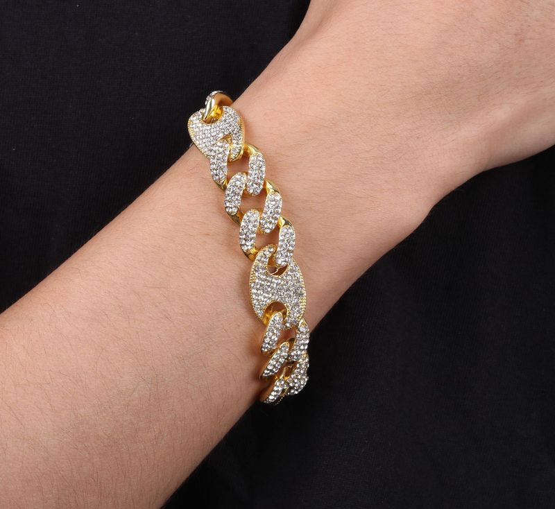 Bahar Küba zincir moda trendi tasarım hip hop kolye 15mm çinko alaşımlı yapay elmas kolye takı_voghion.com