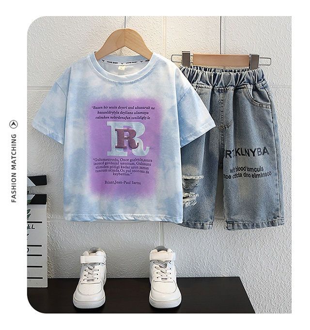 Children's Clothing Boys Summer Sports Suit 2024 New Style Handsome Baby Summer Clothing Boys Short Sleeved Shorts Two Piece Suit_voghion.com