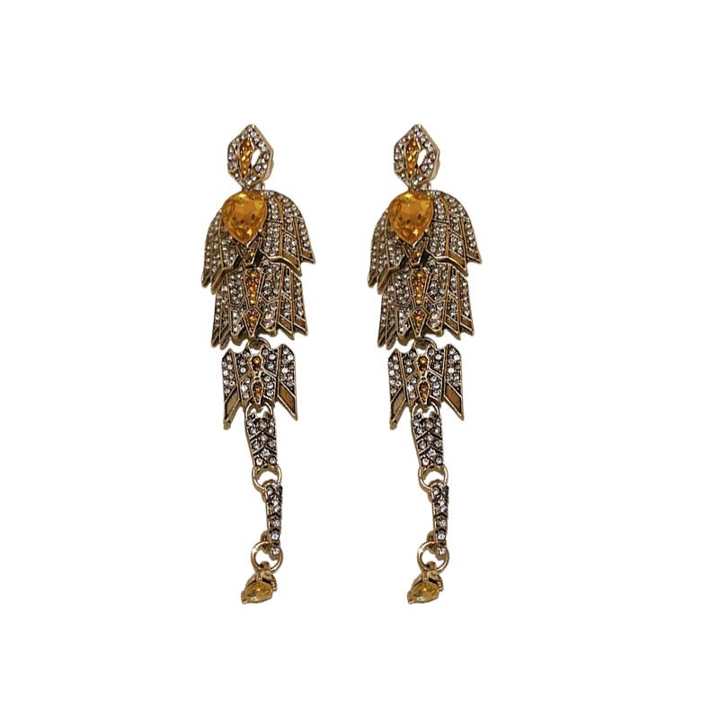 Zilveren naald ingelegde diamant waterdruppel kwallen kwast ketting vintage stijl oorbellen niche high-end sieraden set_voghion.com