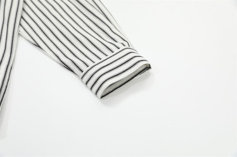 Camicia a maniche lunghe a righe verticali da uomo, cardigan con bottoni e stampa di lettere larghe da strada, autunno da uomo_voghion.com