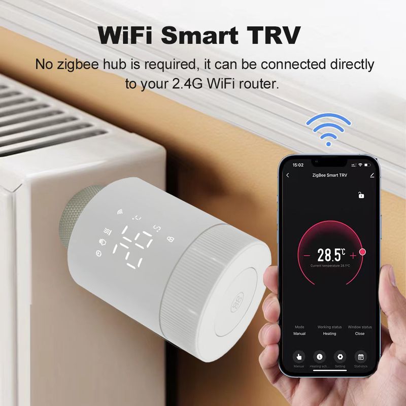 Tuya WiFi Smart Thermostatic Radiateur Vae Actionneur Chauffage Télécommande Sans Fil Thermostat Prise En Charge Alexa Google Home_voghion.com