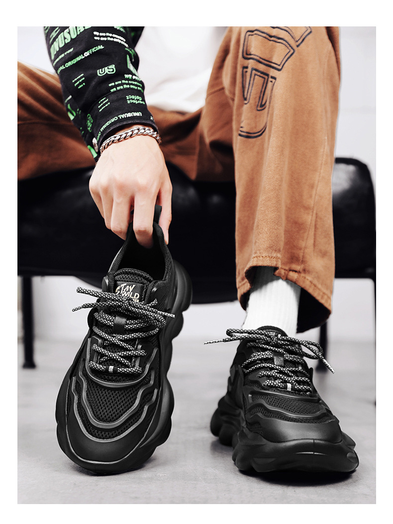 Breathable mesh platform dad shoes new men's casual platform shoes trendy sports shoes men's shoes_voghion.com