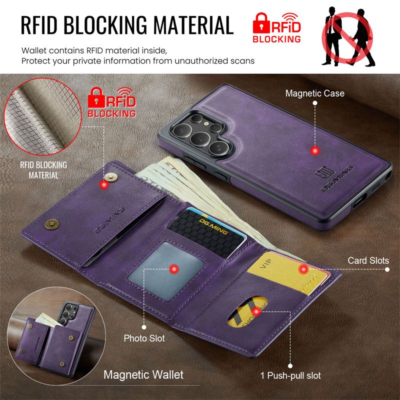 Custodia magnetica staccabile 2 in 1 per Samsung Galaxy S25 Edge S24 FE S23 S22 S21 Ultra Portafoglio in pelle con tasca porta carte sul retro_voghion.com
