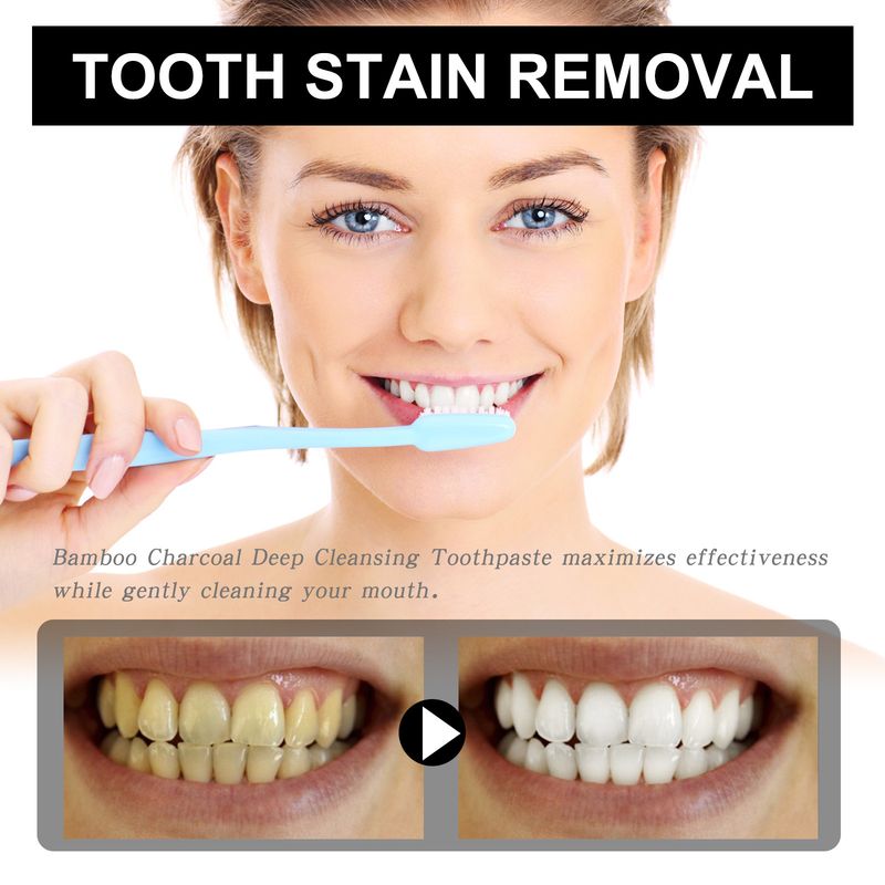 Il prodotto schiarente illumina i denti bianchi, lo smalto forte, la rimozione facile delle macchie, il dentifricio al carbone di bambù con alito fresco_voghion.com