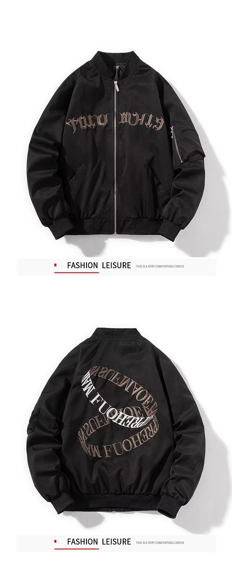 Man's clothing Hipster bomber Jacket Men's fashion embroidered cotton-padded baseball jacket Loose casual couple coat_voghion.com