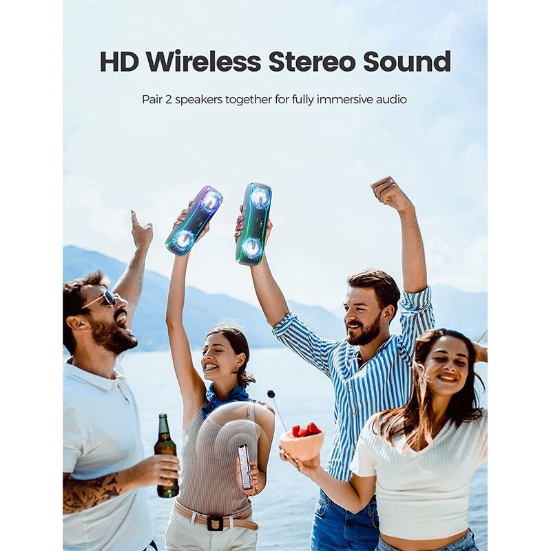 1SETIGER Outdoor Portable IPX7 Waterproof Sound Box BT5.3 Louderspeaker Stereo With 25W Colorful Light Surround Speaker_voghion.com