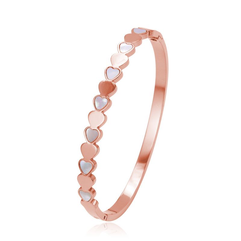 Braccialetto in acciaio al titanio alla moda in oro rosa da donna, con personalità, con conchiglia bianca, in acciaio inossidabile_voghion.com