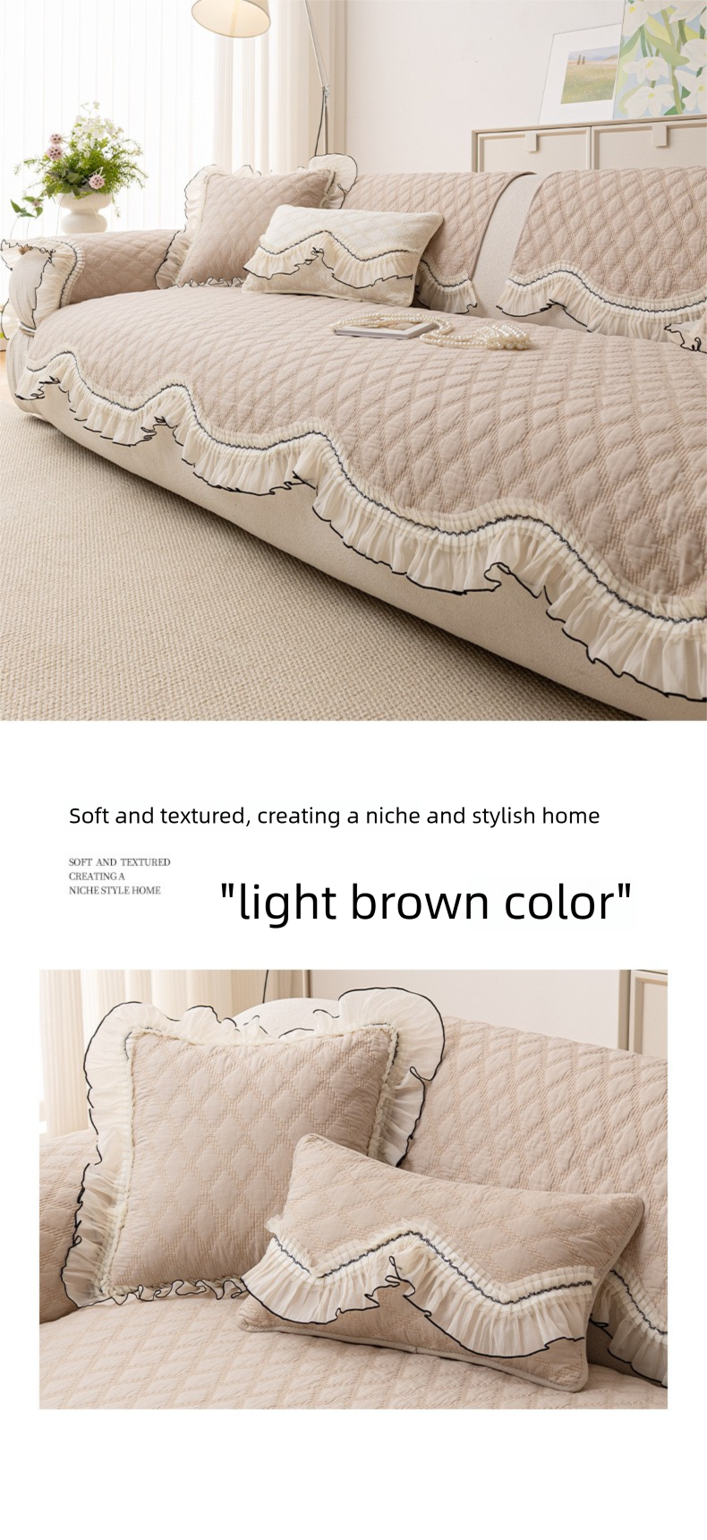 French Style Irregular Cotton All-Season 2025 New Non-Slip Seat Cushion Sofa Cover Set_voghion.com