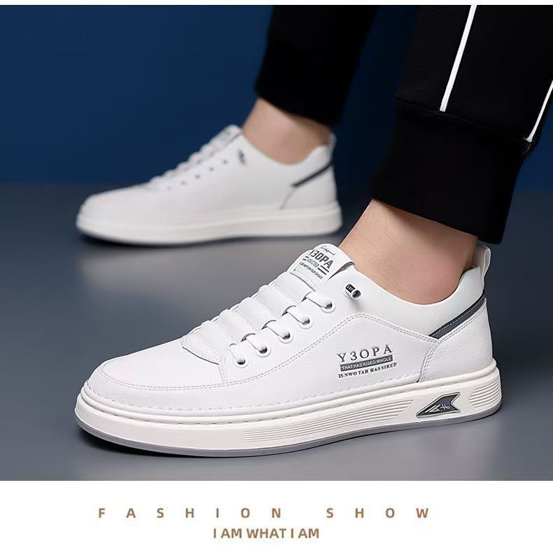 2025 Autumn New Breathable White Men's Versatile Thick-Soled Sneakers Casual Board Trendy Shoes_voghion.com