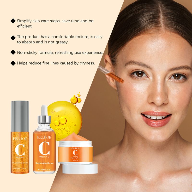 EELHOE Vitamin C Facial Skin Care Kit, Facial Moisturizing, Rejuvenating, Brightening and Fine Pore Kit_voghion.com