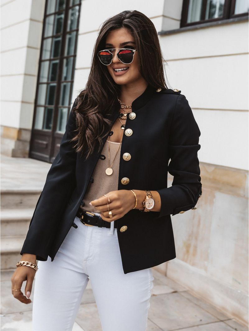 Blazer à manches longues et coupe ajustée pour femme - Veste décontractée à simple boutonnage - Mélange de coton stretch confortable - Plusieurs couleurs_voghion.com