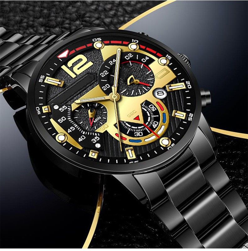 Men's Business Chronograph Watch - Stainless Steel Alloy Case, Three Subdials & Date Window (Quartz Movement)_voghion.com