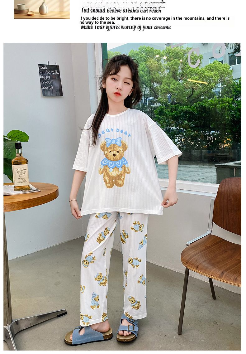 Chinese Style Printed Three-piece Set Girl's Class A Modal suit 24 Summer New Children's Short-sleeved Shorts Trousers_voghion.com
