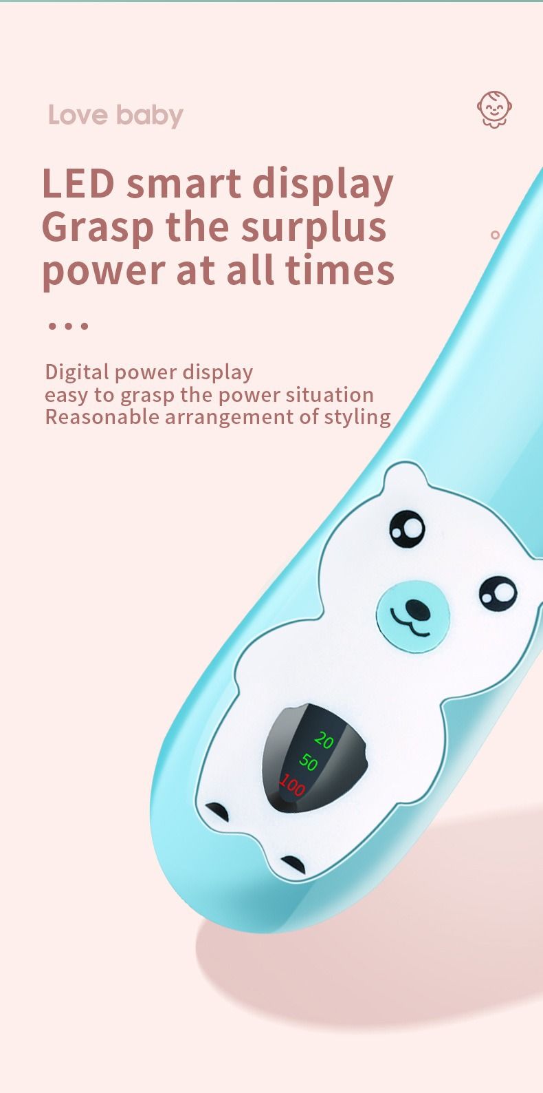 Baby Hair Clipper Rechargeable – Ultra-Quiet Kids Hair Trimmer With 3 Guard Combs, Cordless & Waterproof For Infants/Toddlers, Painless Rounded Blades_voghion.com