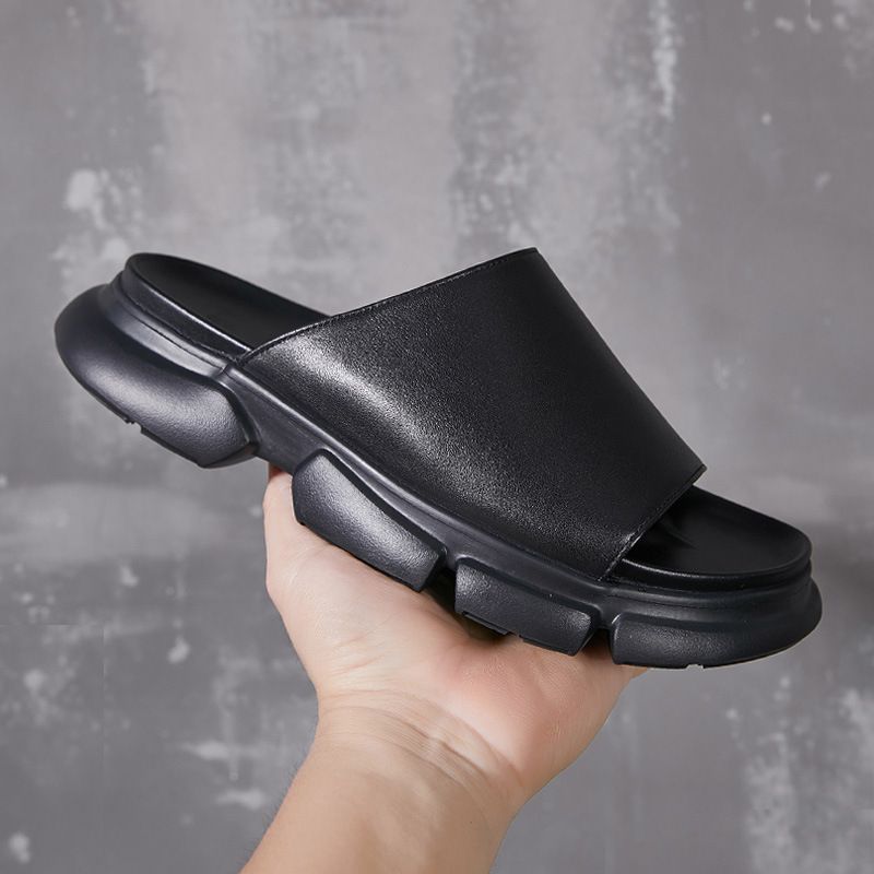 Pantofole da uomo in pelle con rialzo per scarpe da spiaggia leggere, da esterno, di qualità imbattibile, alla moda e per il tempo libero._voghion.com
