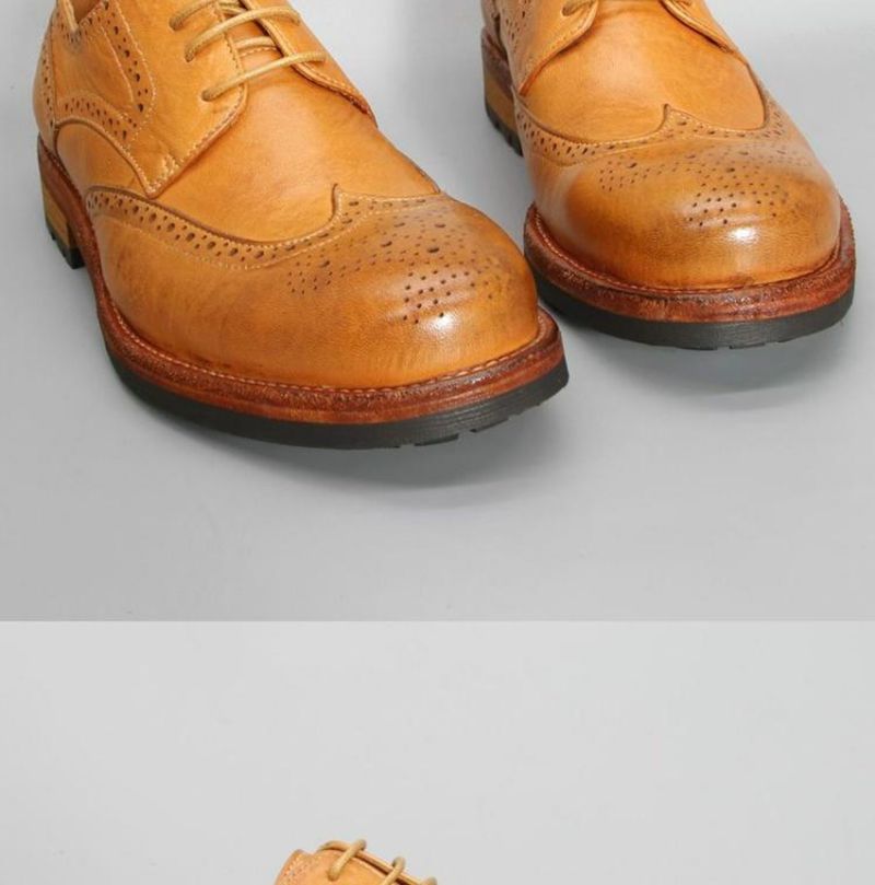 Stijlvolle lekvrije vee-goederen, gewassen paardrijschoenen voor heren, retro GOOD YEAR leren zool derbyschoenen_voghion.com