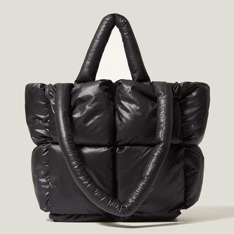 Umhängetasche für Damen, neue Damentasche aus Daunenbaumwolle für Herbst und Winter, einfache Space Bag mit Baumwollfüllung, weiche Handtasche mit karierter Füllung._voghion.com