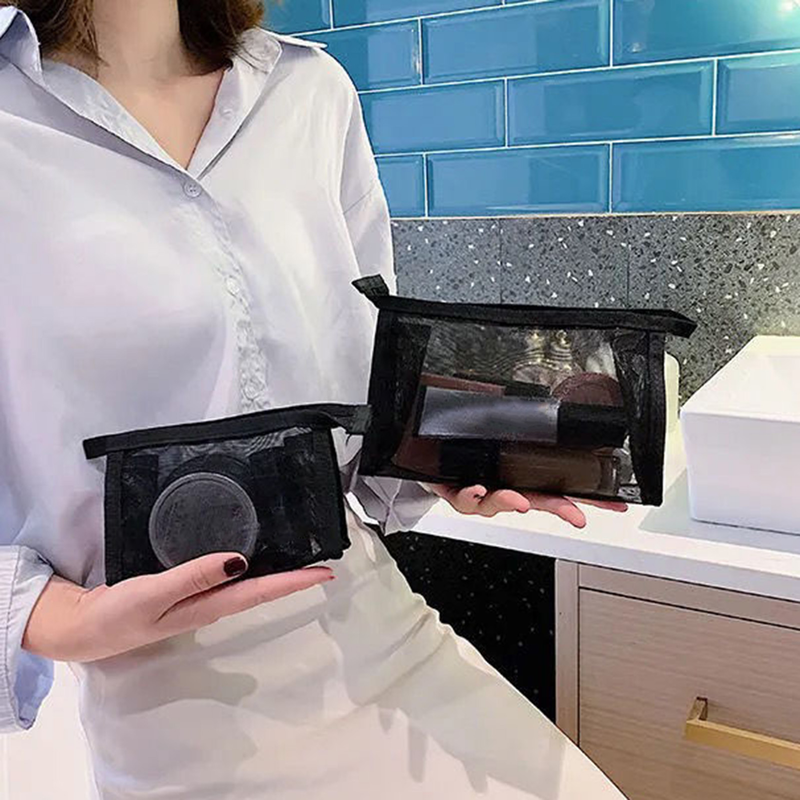 Kjiuyou Kosmetiktasche, Netzstoff, einfarbig, große Kapazität, kompakt, schnelltrocknend, mit Reißverschluss, Dusch-Caddy, Tragetasche für unterwegs_voghion.com