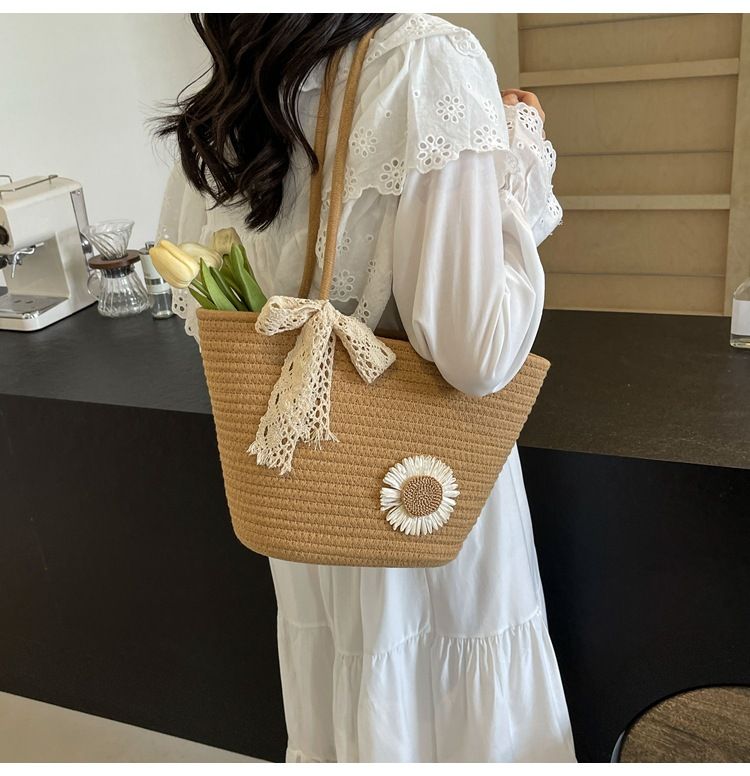 Borsa da spiaggia per le vacanze Instagram Tote fatta a mano intrecciata ad alta capacità per l'inizio della primavera 2024 per le donne_voghion.com