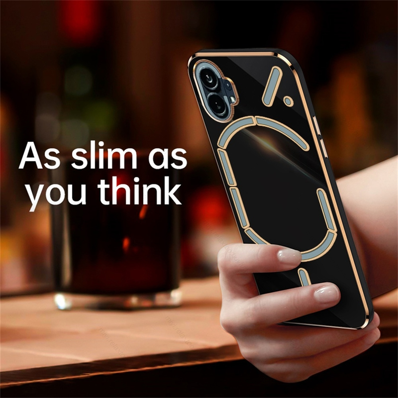 Luxe Vierkante Plating Gouden Frame Schokbestendige Case Voor Niets Telefoon 1 NothingPhone1 5G Camera Bescherm Cover Geen Ding Phon_voghion.com
