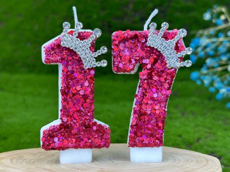 Digital Cake Decoration First Birthday Candle Rose Red Crown_voghion.com