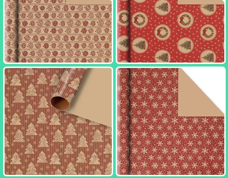 Lillian New Color Printed Christmas Holiday Gift Box Premium Kraft Wrapping Paper_voghion.com