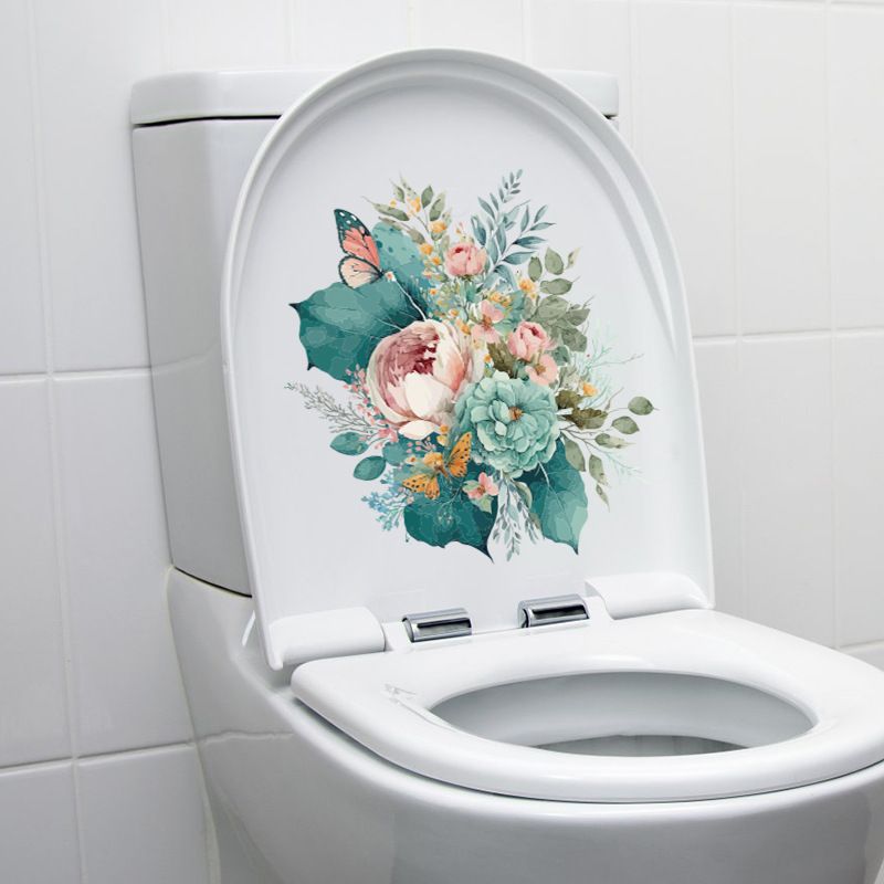 Chuanhao Hand-painted Butterfly Floral Bathroom Cozy Toilet Renovation Decoration Stickers_voghion.com