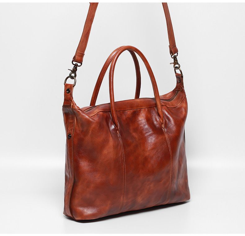 Genuine Leather Hand-held Men's Briefcase, High-end 16-inch Computer Bag, High-end Feel, Single-shoulder Crossbody Bag, Vegetable-tanned Retro_voghion.com