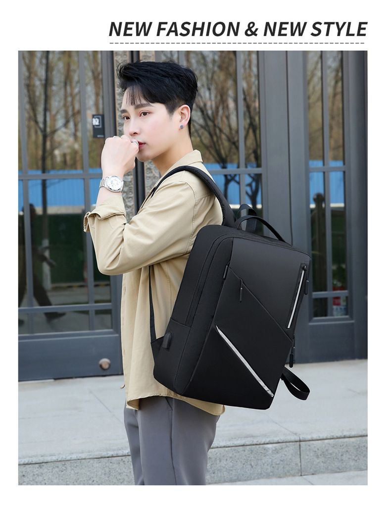 Zaino da uomo Borsa per computer da lavoro Borsa per studenti alla moda con ricarica USB Zaino da scuola_voghion.com