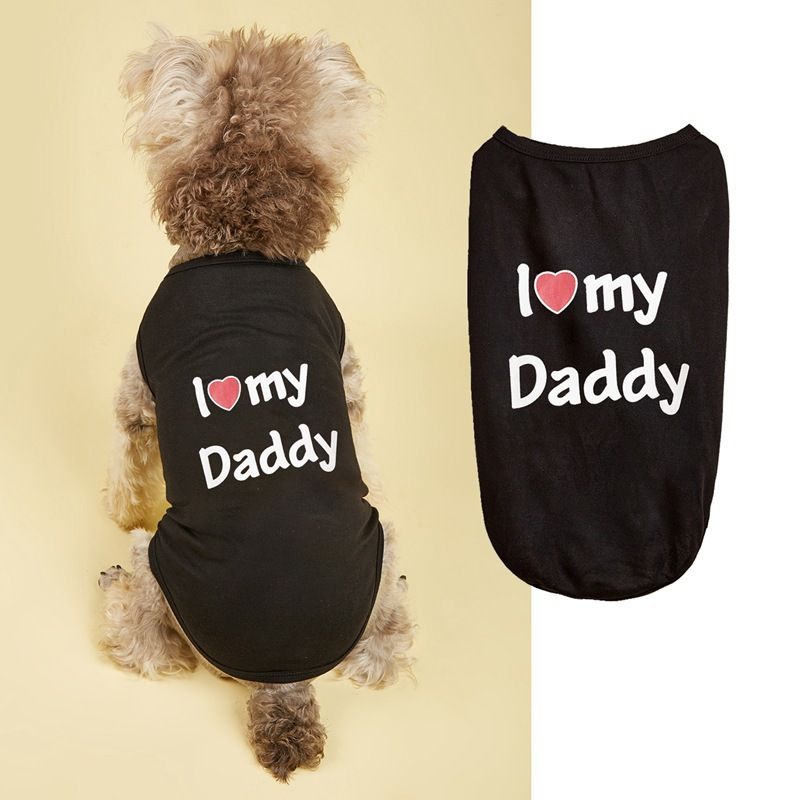 Summer Thin Cool Air Conditioning Multi-color Classic Style I Love Mom And Dad Vest Pet Supplies Two-legged Clothes_voghion.com