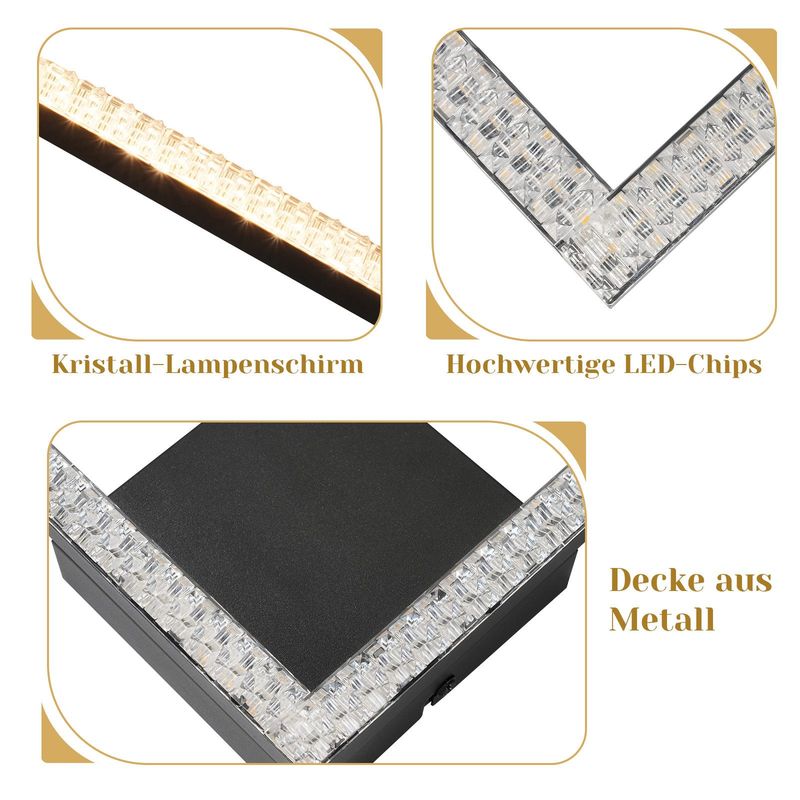 Glitzerlife Deckenleuchte Schwarz LED Deckenlampe - 12W Flurlampe Modern Warmweiß Schlafzimmerlampe Modern Design Deckenbeleuchtung Ür Küche Flur_voghion.com