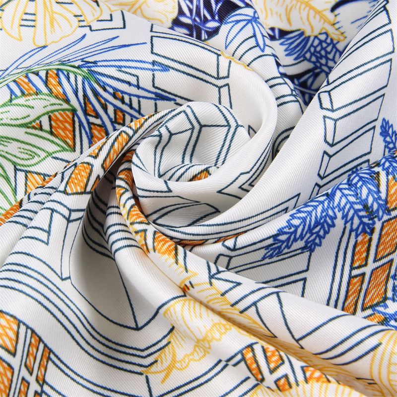 Spring And Autumn New Twill Silk 130cm Women's Large Square Forest Inn Printed Headscarf Sun Protection Shawl Scarf_voghion.com