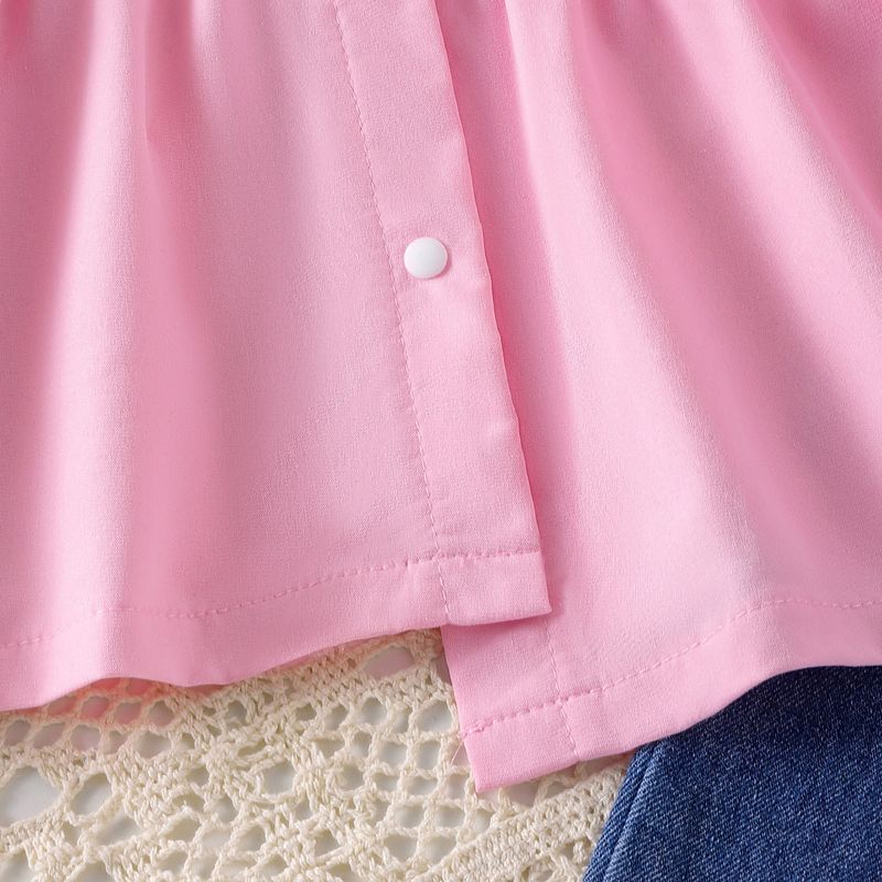 Kinderkleidung für Herbst und Winter, neues rosa Hemd mit Blumenmuster und Jeansanzug mit Blumenmuster für Mädchen_voghion.com