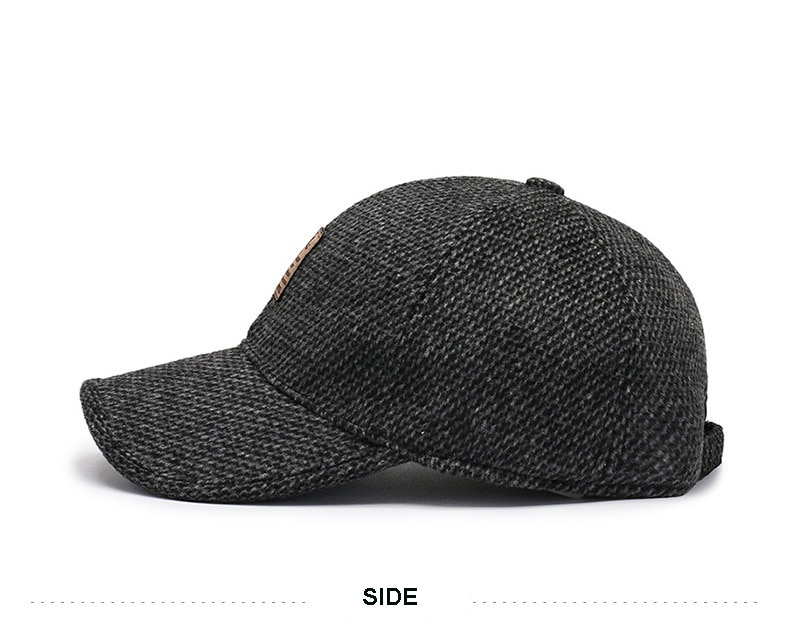 Baseball Cap Woolen Knitted Winter Ear Cover Baseball Cap Men Thicken Warm Hats with Earflaps Sport Golf Hats Snapback_voghion.com