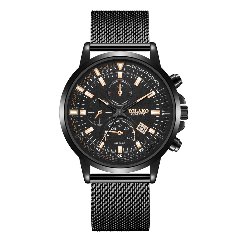 Blue and White Graduated Calendar Net Belt Fashion Fake Three Eyes Selection New Product Men's Watch_voghion.com