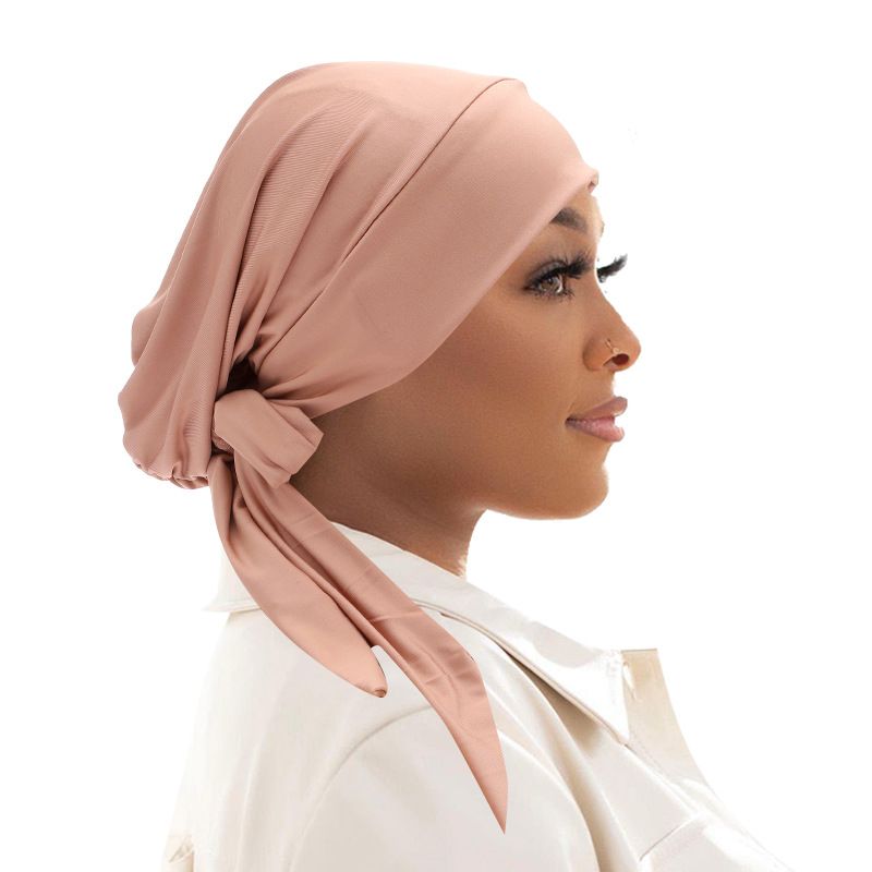 Il nuovo cappello a foulard a coda lunga in tessuto elasticizzato in tinta unita può nascondere il cappello da pirata per capelli_voghion.com