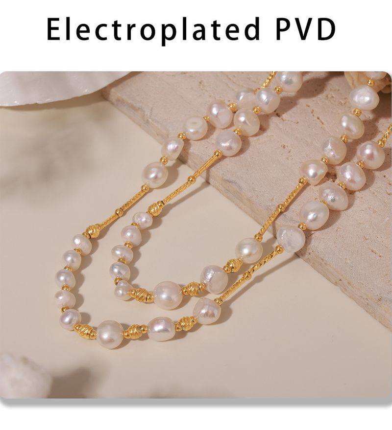 Fangtang Empress Dowager Danshui Pearl Long Sweater Chain Stainless Steel Starry Sky Charm Exquisite Necklace For Women_voghion.com