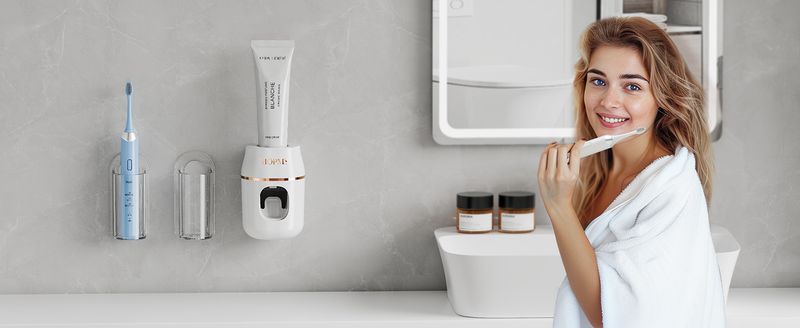 Self-Adhesive Wall Mounted Toothbrush Holder - Electric Organizer, Space Saver For Bathroom EU_voghion.com