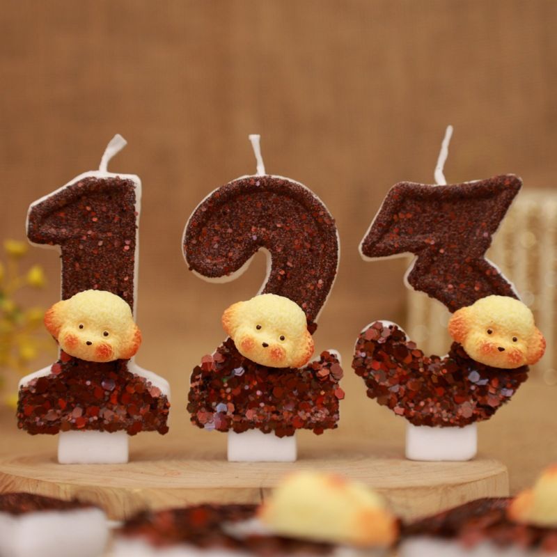 Creative Dog Head Digital Cake Party Decoration First Birthday Candle_voghion.com